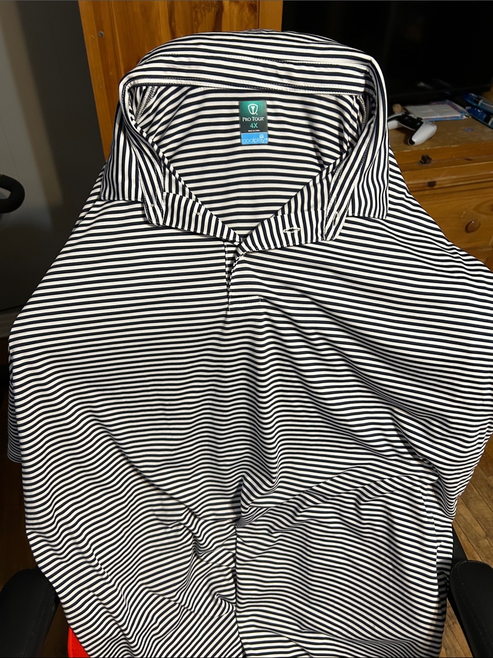 Pro tour Striped Black and White polo me